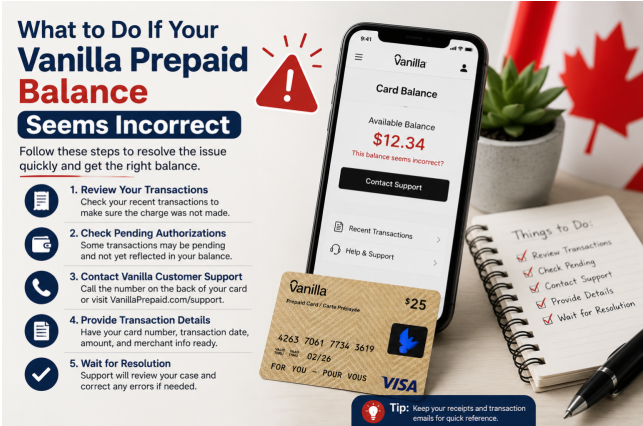 What to Do If Your Vanilla Prepaid Balance Seems Incorrect